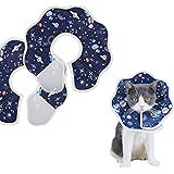 エリザベスカラー ソフトエリザベスカラー 小型犬用 猫用 ペット 軽量 ソフト 簡単装着 術後傷口保護 傷舐め防止 引っ掻き防止 (M, 宇宙デザイン)