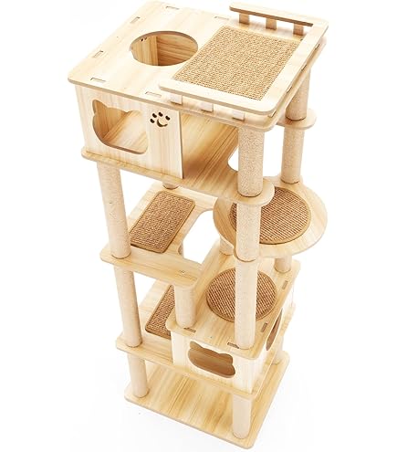 Amazon | 猫家族 キャットタワー 木製 天然木シリーズ 宇宙船 多頭飼い