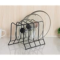 ール金属 フライパン ラック 4段 鍋ふたスタンド 幅25.4×奥行19×高さ19.6cm 黒 鍋蓋スタンド