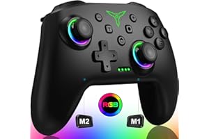 Switch コントローラー 9色RGBライト 光る スイッチコントローラー プロコン マクロ機能 背面ボタン付き 無線 スリープ解除 TURBO連射 1000mAh大容量 Switch/Lite/OLED/Android/IOS/PC対応