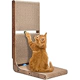LIFLIX 猫 爪研ぎ 段ボール ガリガリウォール L字型壁立て おもちゃ付き猫つめとぎ H69cm