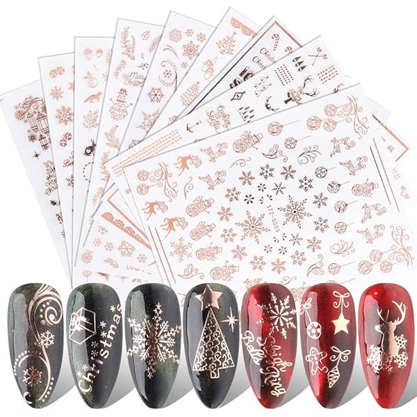 Amazon | LANODO 4枚 クリスマス ネイルシール 5D 雪花を貼る トナカイ