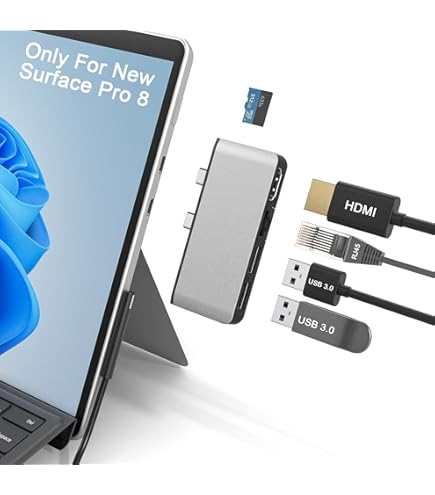 Amazon | Surface Pro 8 ハブ 5ポート付き 4K@30Hz HDMIポート+LAN