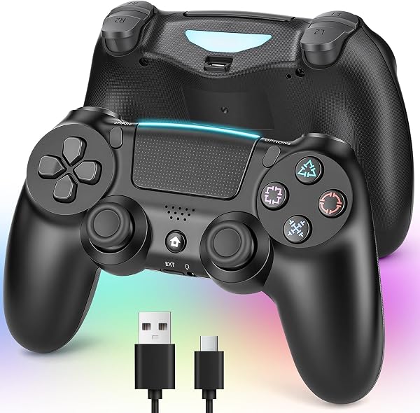 ps4コントローラー【2026年革新版・アップデート】ps4 コントローラー pc Turbo連射機能 6軸ジャイロセンサー 二重振動 高精密ボタン Bluetoooth5.4 無線/有線安定接続 1000mAh 急速充電 16時間連続使用 人体工学設計 持ちやすい タッチパッド イヤホンジャック付き ワイヤレスコントローラー P3/P4/P4 Pro/Slim/PC対応 正規品 BLACK - 1