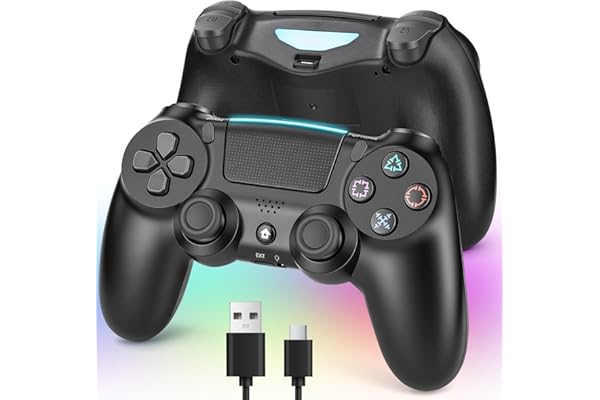 ps4コントローラー【2026年革新版・アップデート】ps4 コントローラー pc Turbo連射機能 6軸ジャイロセンサー 二重振動 高精密ボタン Bluetoooth5.4 無線/有線安定接続 1000mAh 急速充電 16時間連続使用 人体工学設計 持ちやすい タッチパッド イヤホンジャック付き ワイヤレスコントローラー P3/P4/P4 Pro/Slim/PC対応 正規品 BLACK