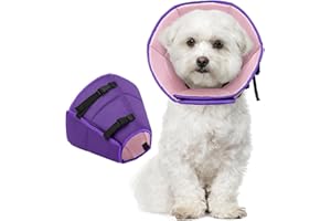 Kuoser Dog Recovery Collar,Soft&Adjustable Dog Cone,Elizabethan Dogs Collar After Surgery,Wounds Protection,Licking Scratching Prevention,Skin Diseases,Comfortable Pet Cone（Purple,M)