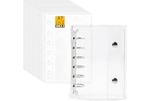 SONGSONG シール帳 透明 女の子 6穴クリアバインダ はがせる シール手帳 クリアバインダー 小物整理 推し活グッズ （透明,A7バインダー × 厚手PPフィルム(20枚入り),14.5*11CM）