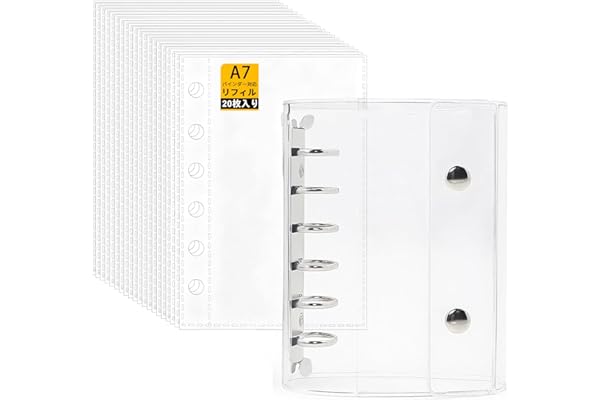 SONGSONG シール帳 透明 女の子 6穴クリアバインダ はがせる シール手帳 クリアバインダー 小物整理 推し活グッズ （透明,A7バインダー × 厚手PPフィルム(20枚入り),14.5*11CM）