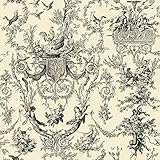 York Wallcoveringsブラックandホワイト古い世界トイレ壁紙メモ型サンプル Wallpaper AB2139 1