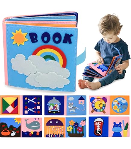 Toddler Busy Board For 1-3 Year Olds - 25+ Educational Activities Travel Toy For Airplane & Car