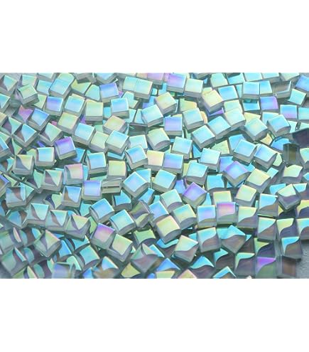 thumbnail image 2 of 1.1lb Rainbow Crystal Mosaic Tiles - 525 Piece Iridescent Glass Squares For Crafts & DIY 2 of 2