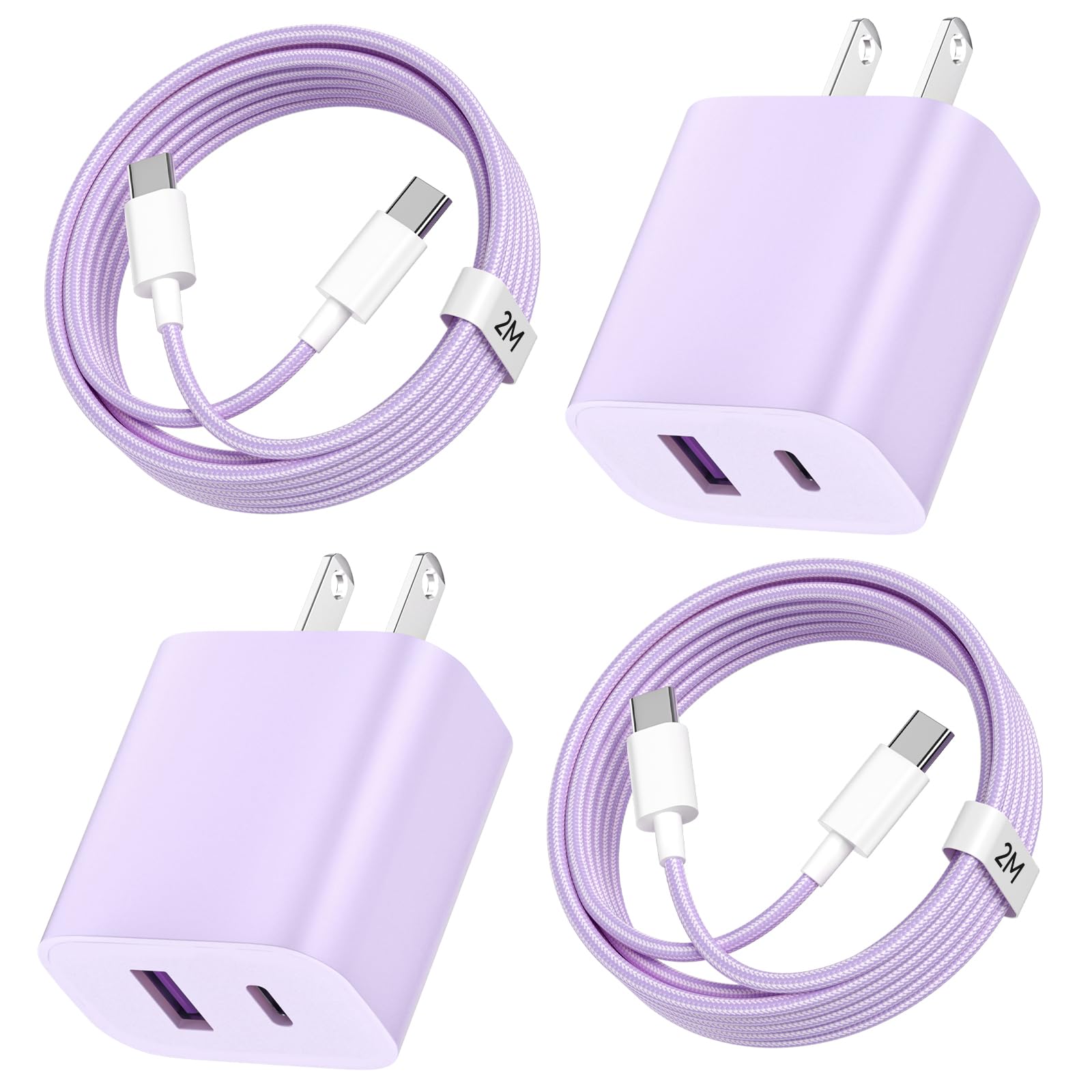 【36%OFF+40%OFF】【958円】 Kndaa 20W USB-C+USB-A 2ポート急速充電器 + 2m USB-C TO Cケーブル 各2個セット