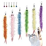 SONGWAY 猫 おもちゃ 猫じゃらし 羽根 ねこ玩具 エビ 6個交換用