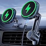 スマホホルダー 車 ワイヤレス充電 マグネット 15W急速充電【冷却ファン付き・エアコン吹き出し口】車載スマホホルダー 携帯ホルダー マグネット ワイヤレス車載充電器 スマホスタンド 車 充電 スタンド 伸縮アーム マグセーフ充電器 超強磁力 安定性拔群 片手操作 車用品 iPhone 16/15/14/13/12シリーズ対応 iPhone & Android全機種と99%車種が対応