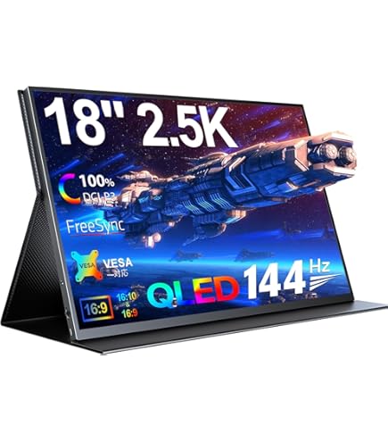 Amazon.co.jp: モバイルモニター 18インチ2K 2560*1600 144HZ 青