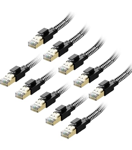 Cat 8 Ethernet Cable 1.5ft, 26AWG Lastest 40Gbps 2000Mhz Sftp Patch Cord Nanxudyj Heavy Duty High Speed Cat8 Lan