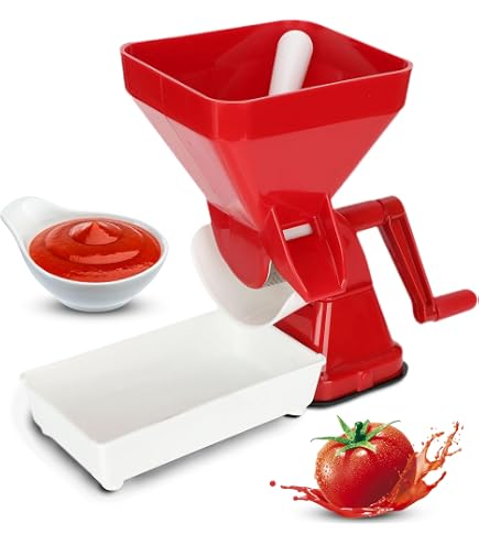 Elma Broyeur de Tomates Manuel modèle 24.99.1 Machine à Tomates en Plastique avec Fixation de Ventouse de filtre en Acier Inoxydable Rouge