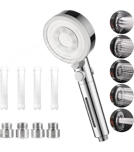 Amazon.co.jp: シャワーヘッド ミスト シャワー 増圧 一時止水 5