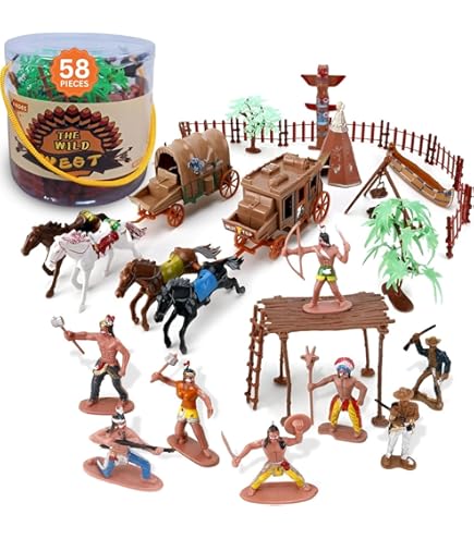 昭和レトロ　ソフビ人形　カウボーイ＆インディアン Amazon.co.jp: ArtCreativity カウボーイ&インディアン