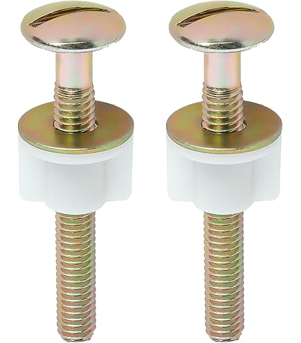 Toilet Seat Bolts & Screws Set – 5/16 X 2-1/4 Inch Heavy Duty Solid Brass Hinge Bolts With Plastic Nuts & Washers – Top Mount Replacement Hardware (Pack Of 4)