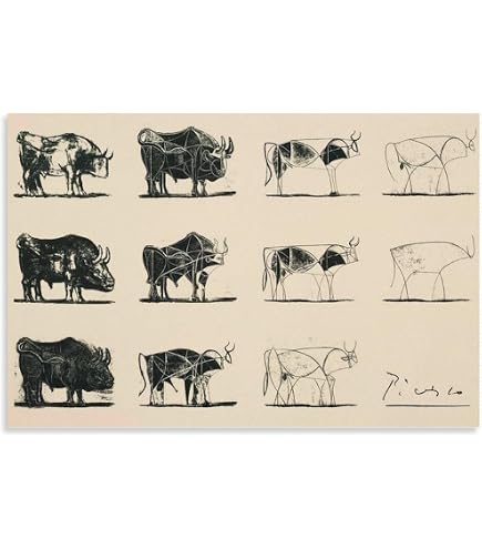 Amazon.co.jp: ピカソの有名な絵画インテリア「雄牛」の簡略化された