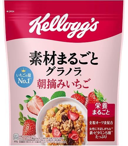 Amazon.co.jp: ケロッグ 素材まるごとグラノラ 朝摘みいちご 400g ×6袋