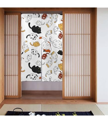 Amazon｜のれん 暖簾 間仕切り 和風 おしゃれ 開運招き猫 和柄