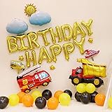 Amazon Co Jp ２歳誕生日飾り付け 車 建設車 風船 Happy Birthdayバナー 道路標識ケーキトッパー ステッカー 男の子 子供 100日 出産祝い 半歳 1歳誕生日パーティー用品 幼稚園 部屋装飾 おもちゃ