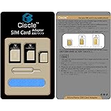 Ciscle Nano SIM MicroSIM 変換アダプター 4点セット iPhone5S/5C/5/4S/4/3GS/3 xperia スマホ 拡張 便利 micro 全部入り 交換 代替 (ブラック)