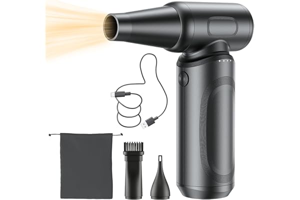 【日本正規品】エアダスター 電動ブロワー ブロアー 洗車 150m/sな風速 4段階風量調整 300000RPM 超強力 7500mAh USB-C充電式 ブラシレスモーター 小型 PC掃除 空気入れ コードレス 日本語取扱説明書 黒