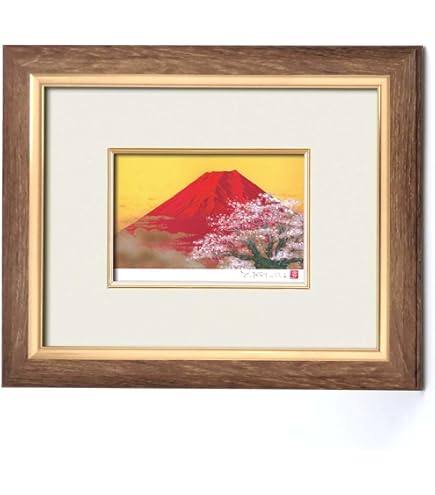 Amazon.co.jp: 吉岡浩太郎絵画額(8114) 赤富士桜・214023 : 吉岡浩太郎