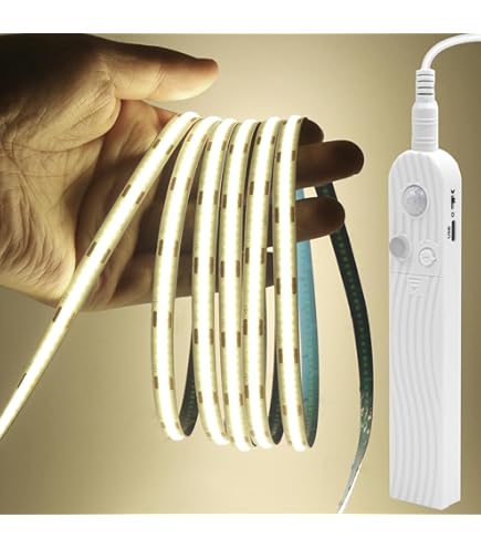 Clearhill 5V USB COB LED Strip Lights 2PCS,6.56FT/2M,Natural White 4000K,320LEDs/M,8mm Width,Not Waterproof IP20,1M USB Cable,Flexible LED Tape Light For DIY Home Indoor Decoration