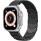 カーボン製 ウォッチバンド レトロ Apple Watch対応 バンド Series Ultra2/Ultra/9/8/7/6/SE2/SE/5/4/3 に最適 軽量設計で極上の触り心地 マグネット対応 バネ棒付き サイズはコマで調整可能 脱着が簡単