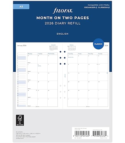 Amazon.co.jp: ファイロファックス システム手帳 リフィル 2025年 1月