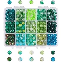 Amazon.co.jp: PandaHall 15色 8mm ガラスビーズ クラックビーズ 約460
