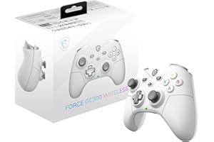 MSI FORCE GC300 WIRELESS WHITE PC Gamepad Controller - 2.4 GHz, Bluetooth, USB Type-C to A - Wired/Wireless, 600mAh Li-ion Battery (20h), Interchangeable D-Pad Covers, Dual Vibration Motors