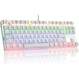 HiveNets 87キー メカニカルキーボード 青軸 ゲーミングキーボード 10パターン LED バックライトモード 有線 Win10/Win 8/Win7/Win7 64/XP/Vista/Vista 64/Mac対応 (ホワイト)