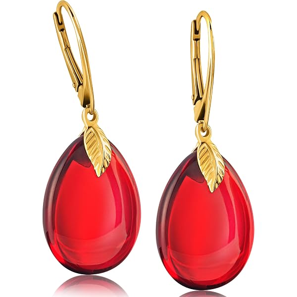 Amazon.co.jp: [Amber by Mazukna] 琥珀 ピアス ティアドロップ型
