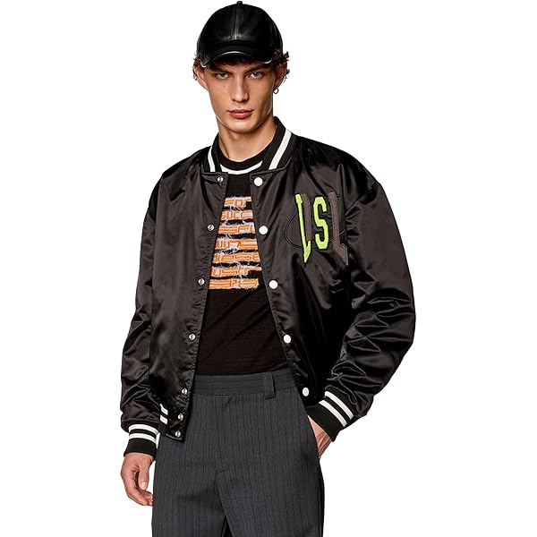 DIESEL ディーゼル　スカジャン　アウター　ジャケット　派手　メンズ服 Amazon | DIESEL(ディーゼル) スカジャン ボンバージャケット ブラック