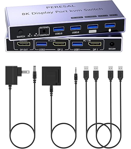 Amazon.co.jp: 8K USB 3.0 DisplayPort デュアル モニター KVM切替器