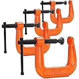 PONY クランプ C型クランプ 鋼製 強力型 最大締付力272kg 最大開口63mm DIY工具 木工 接着 固定 溶接 作業 切削 締付 4個セット