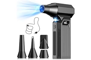 エアダスター 電動エアダスター 最強力ブロワー【超強力暴風· 吹くだけで完全清掃 · LEDライト】300000RPM高速回転 最大風速120m/s 4段階風量調整 5種類ノズル付き 洗車 小型 軽量 Type-C充電式 車内清掃/PC掃除/キーボード用/空気入れ/家庭掃除 コードレス 日本語取扱説明書