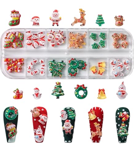 Amazon | クリスマス ネイルパーツ 3ケース入り 3D 立体 可愛い サンタ