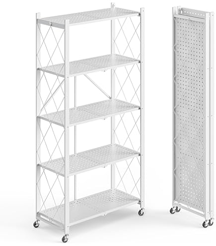 Amazon｜【驚異耐荷重の組み立て不要】メタル製ラック 折りたたみ式