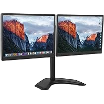 モバイルモニター2台とスタンド2台 縦置き2画面が見やすい。モバイルモニタースタンドでPC作業が