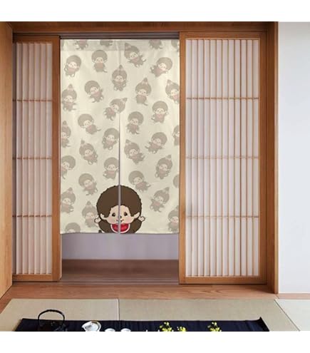 Amazon｜モンチッチ 暖簾 ドアカーテン 防寒カーテン 間仕切りカーテン