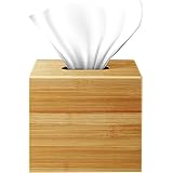 正方形 竹製 ティッシュボックスカバー 16 x 14 x 14 cm 装飾ボックスカバー 家庭用 オフィス用