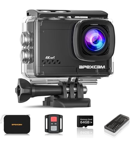 Amazon | Apexcam アクションカメラ 4Kタッチスクリーン、131フィート