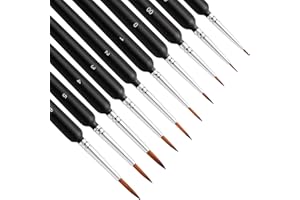 10Pcs Detail Paint Brushes, Fine Tip Pain Brush Set, Miniature Model Painting Brush for Acrylic, Watercolor, Oil, Face, Nail,