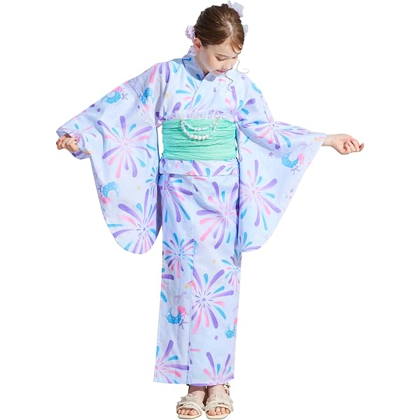 Amazon | [メゾピアノジュニア] 【接触冷感】あじさい柄2WAY浴衣 紺 F